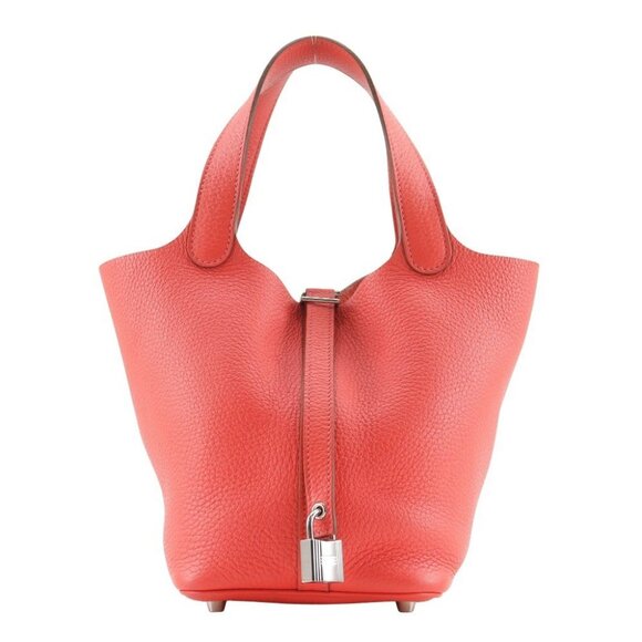 HERMES Picotin Lock18 PM Handbag Rouge Pivoyne Pink / SilverHardware Tauri - Picture 1 of 12